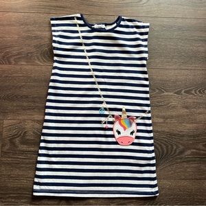 Nula Bug Navy Blue & White Striped Sundress, Size 6